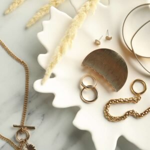 Ethical Jewelry on Marble Background
